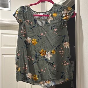 Old Navy Green Floral Relaxed Blouse